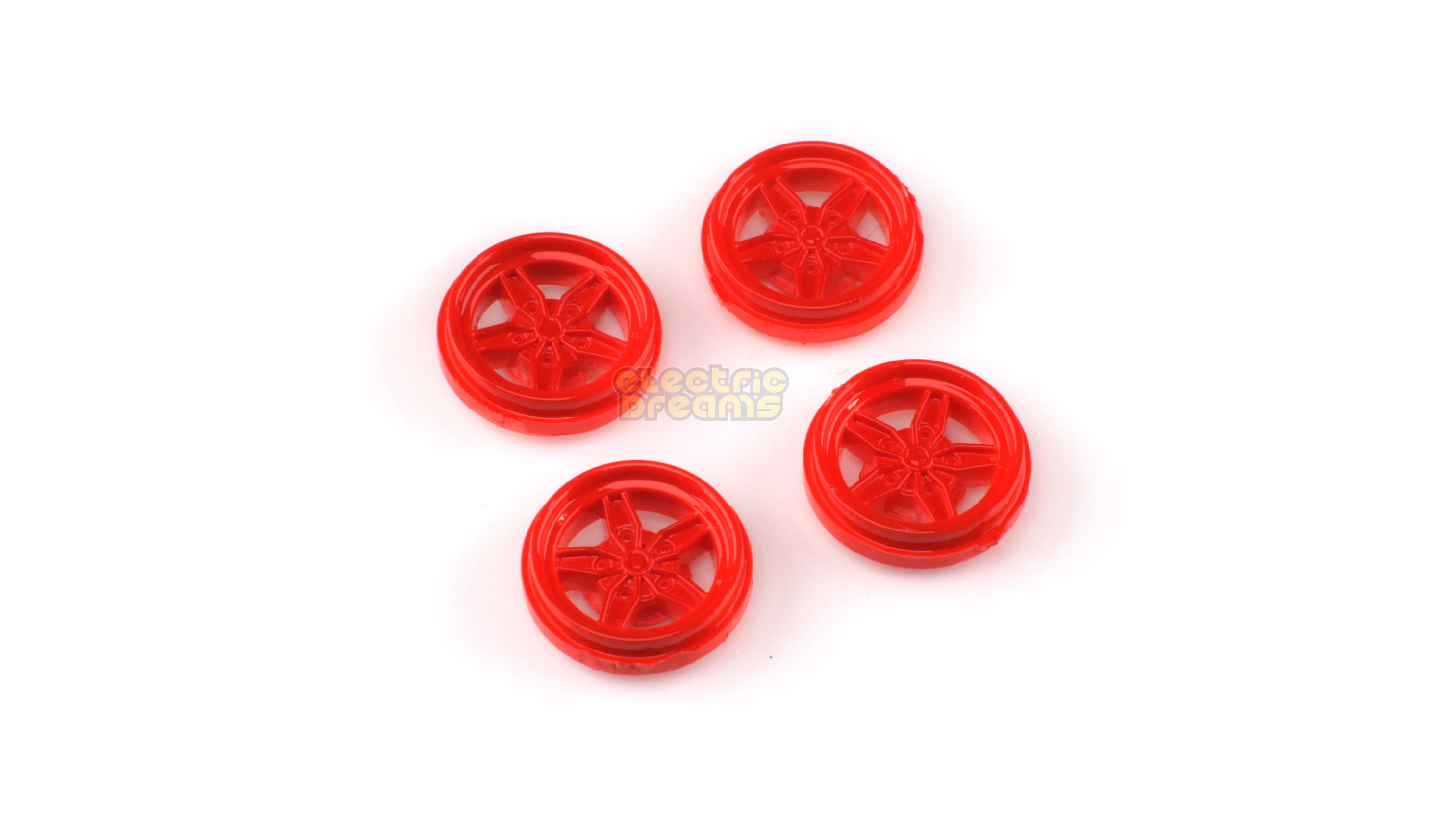 Team Slot T15010 - 15mm Pro Wheel Inserts - Lancia Stratos - Rears - Red - pack of 4